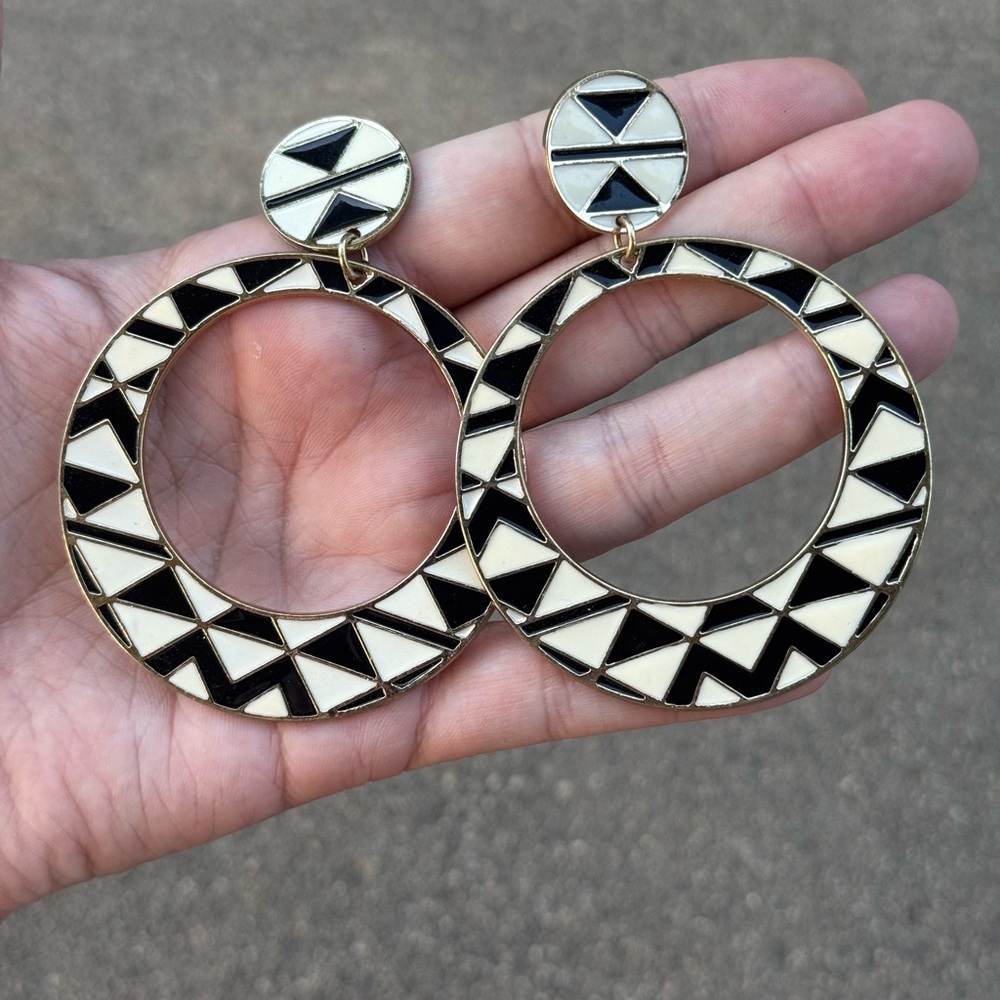Aldo Black and White Geometric Earrings